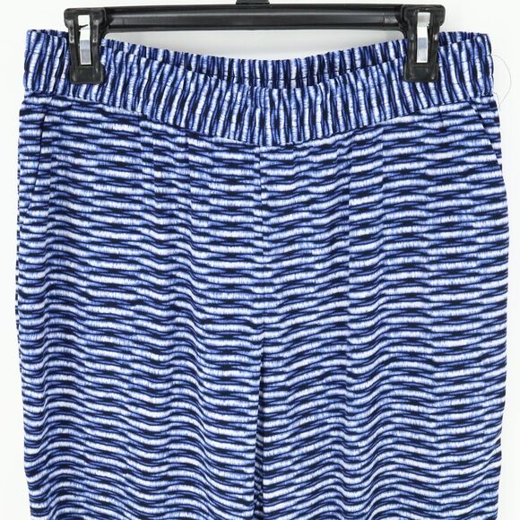 Chicos Pants 1.5 Womens Medium 10 Blue White Ankle Elastic Waist Pockets Resort - Picture 5 of 14